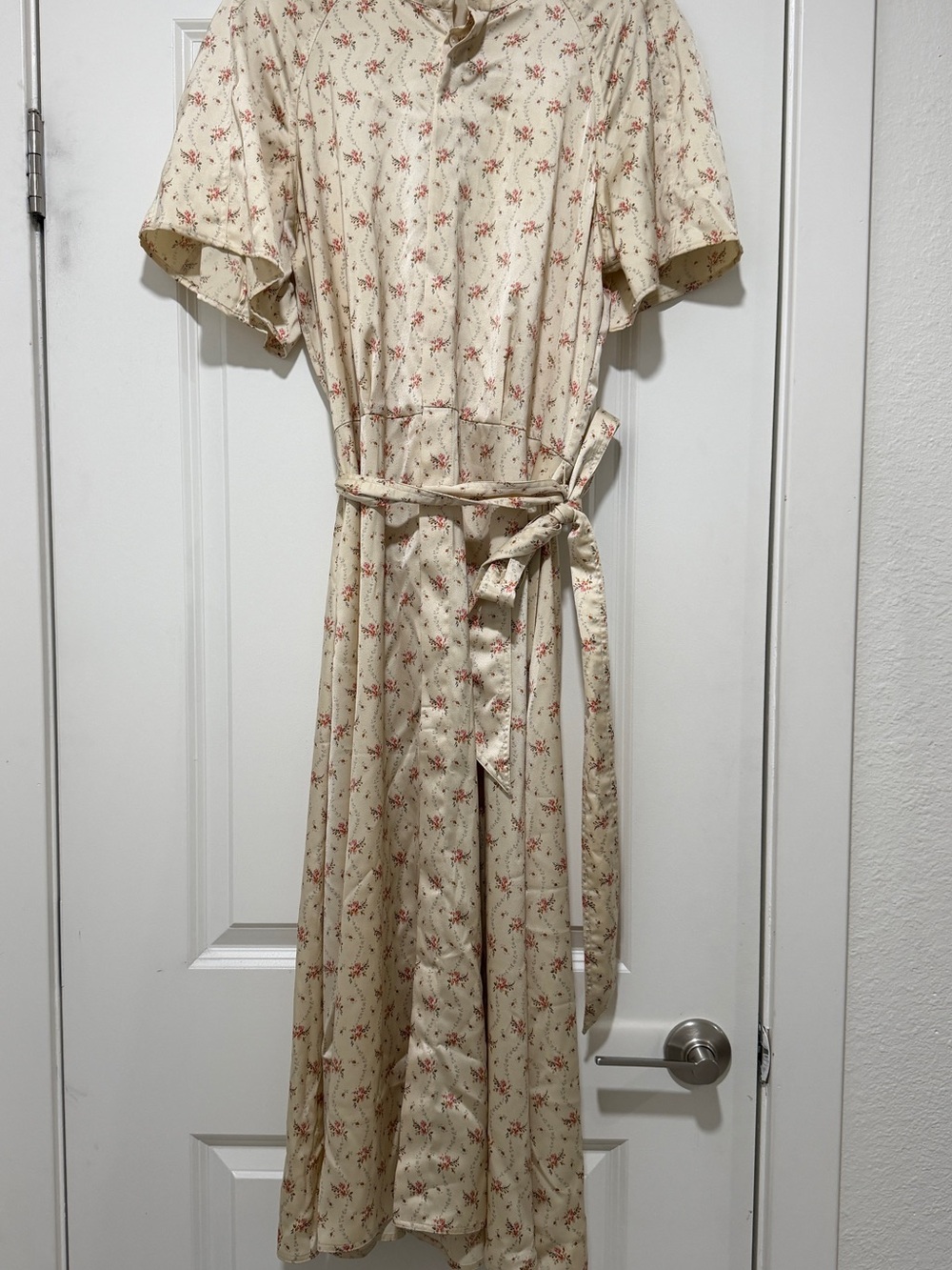 Polo by Ralph Lauren Cream Floral Maxi Dress with Tie Waist